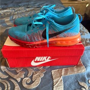 Nike Fly Knit Blue and Orange Sneakers